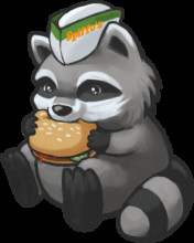 !R 98_Spiffo_EatingHamburger Project_Zomboid Spiffo old_version raccoon // 295x367 // 78.0KB