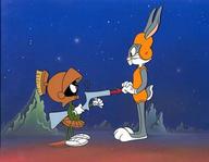 !R Bugs_Bunny Looney_Tunes Marvin_the_Martian alien obscured_face rabbit // 396x307 // 14.9KB